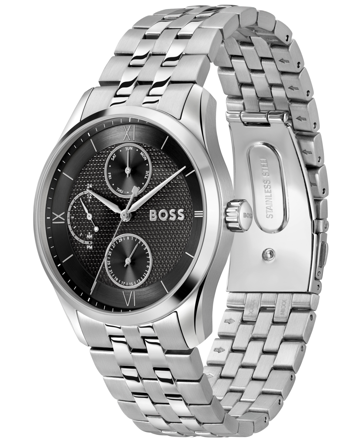 Hugo Boss Men's Principle Master Quartz Multifunction Stainless Steel Watch, 41mm In Silver