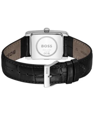 Men's Principle Dress Quartz Basic Calendar Black Leather Watch, 28 x 39mm
