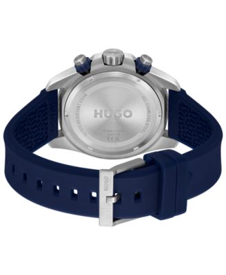 Men's Dive Quartz Multifunction Blue Silicone Watch, 44mm