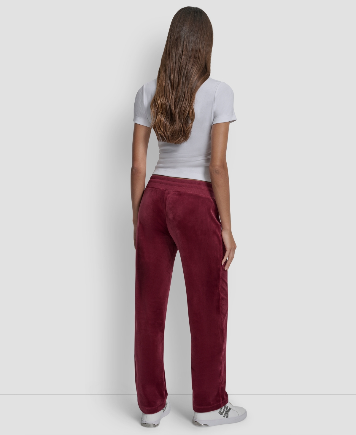 Dkny Jeans Petite Drawstring-waist Velour Pants In Burgundy