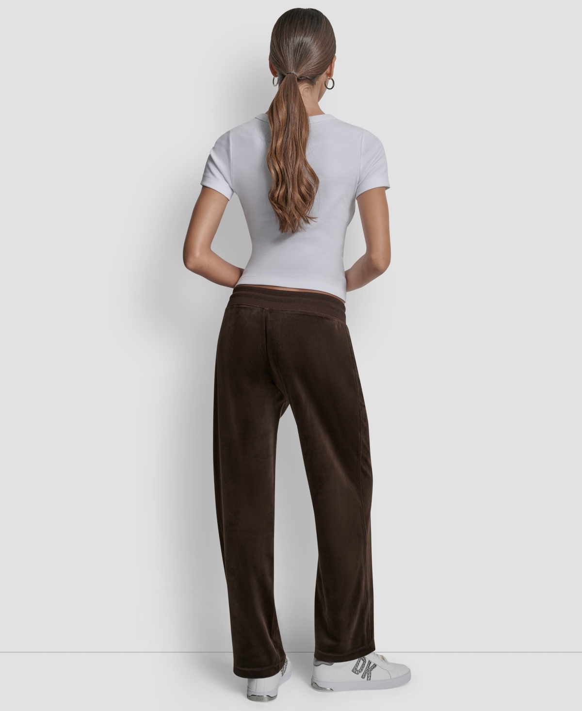 Dkny Jeans Petite Drawstring-waist Velour Pants In Brown