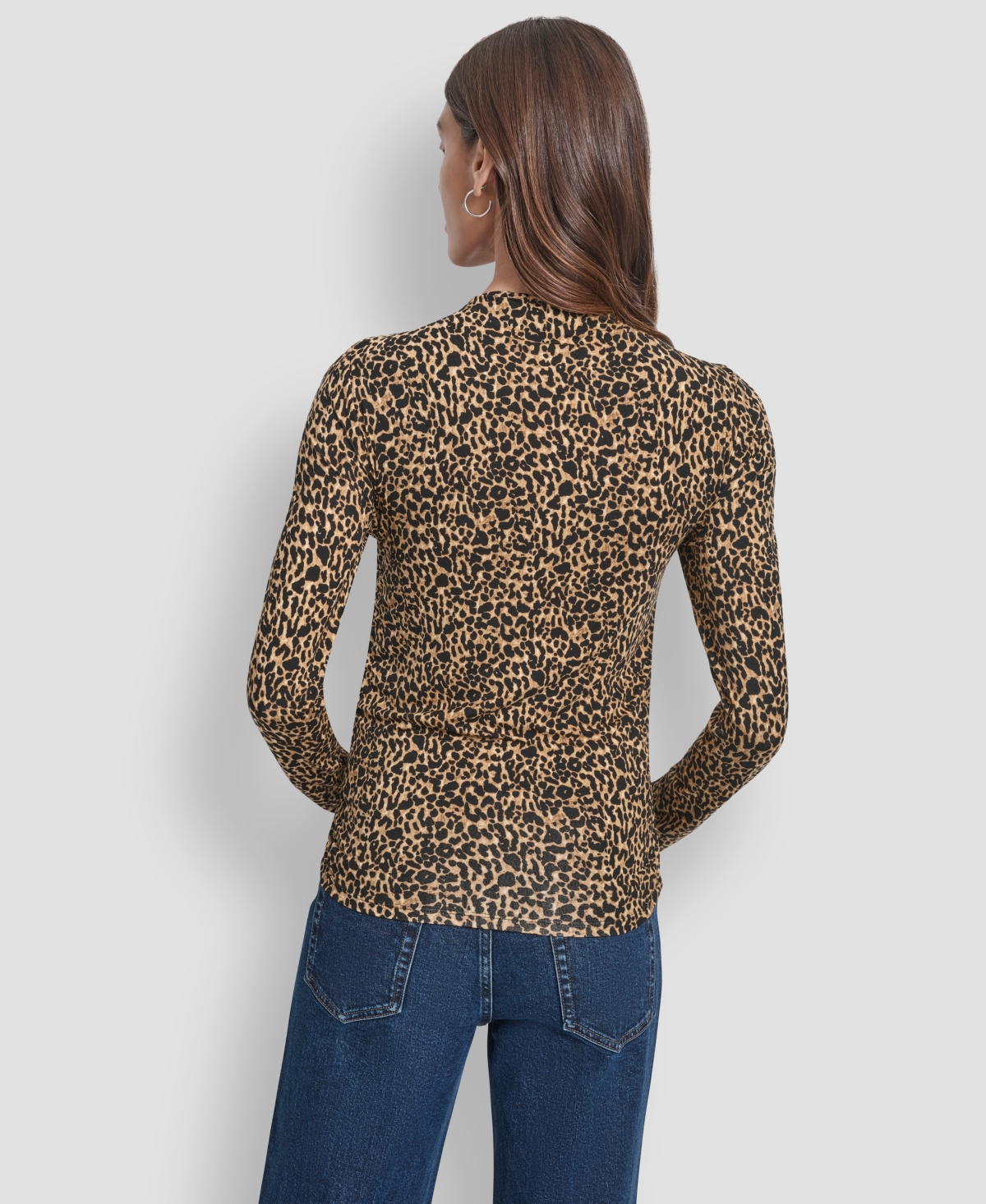 Dkny Jeans Petite Side Ruched Long Sleeves Top In Brown