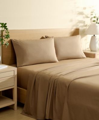 Solid Cotton Percale 4-Piece Sheet Set, King