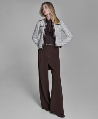 Bcbg Blazer Blouse Wide Leg Pants In Brown