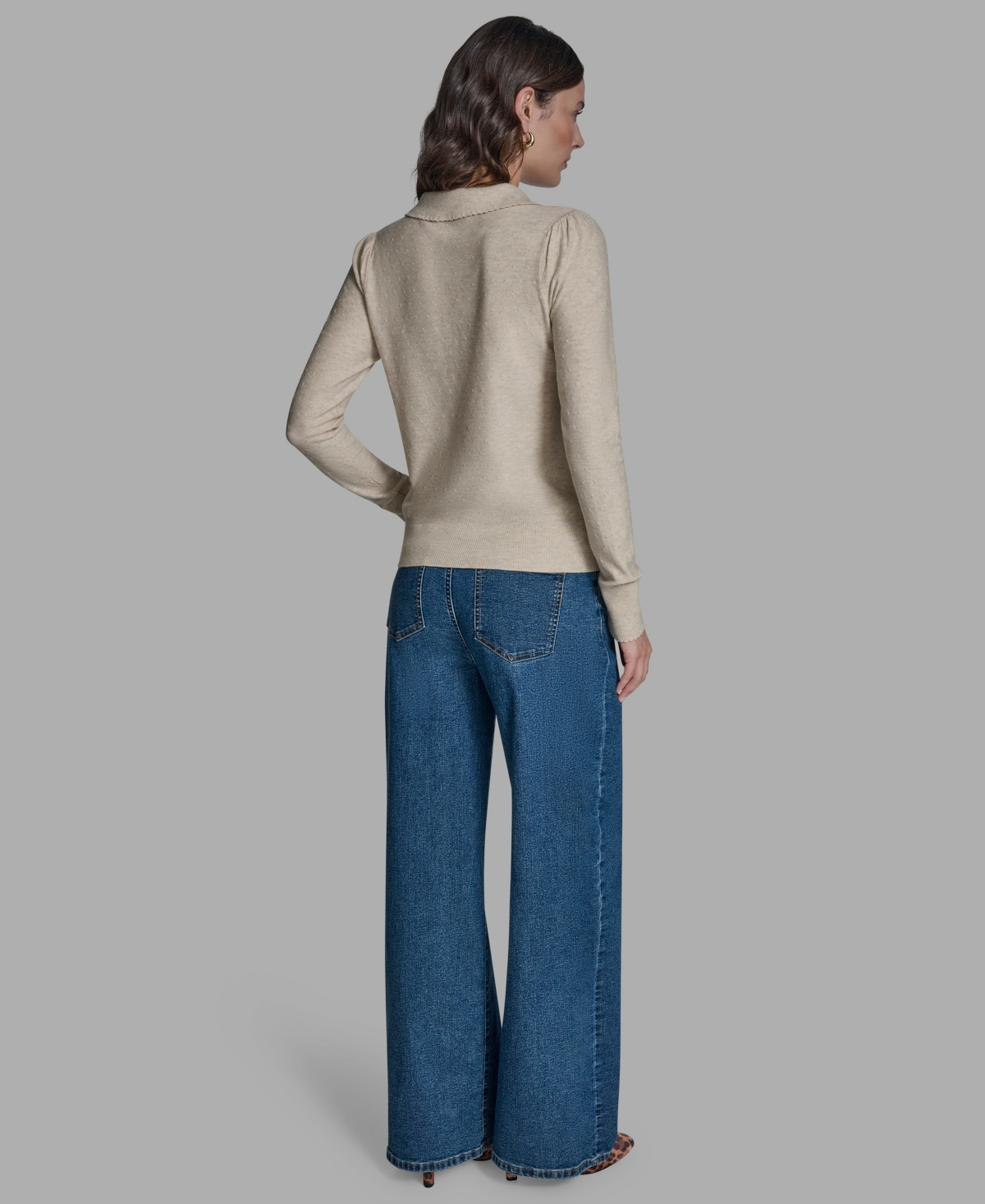 Bcbg Women's Long Sleeve Collared Top In Brown