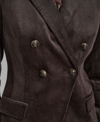 Women's Notch Collar Corduroy Double Breasted Jacket
