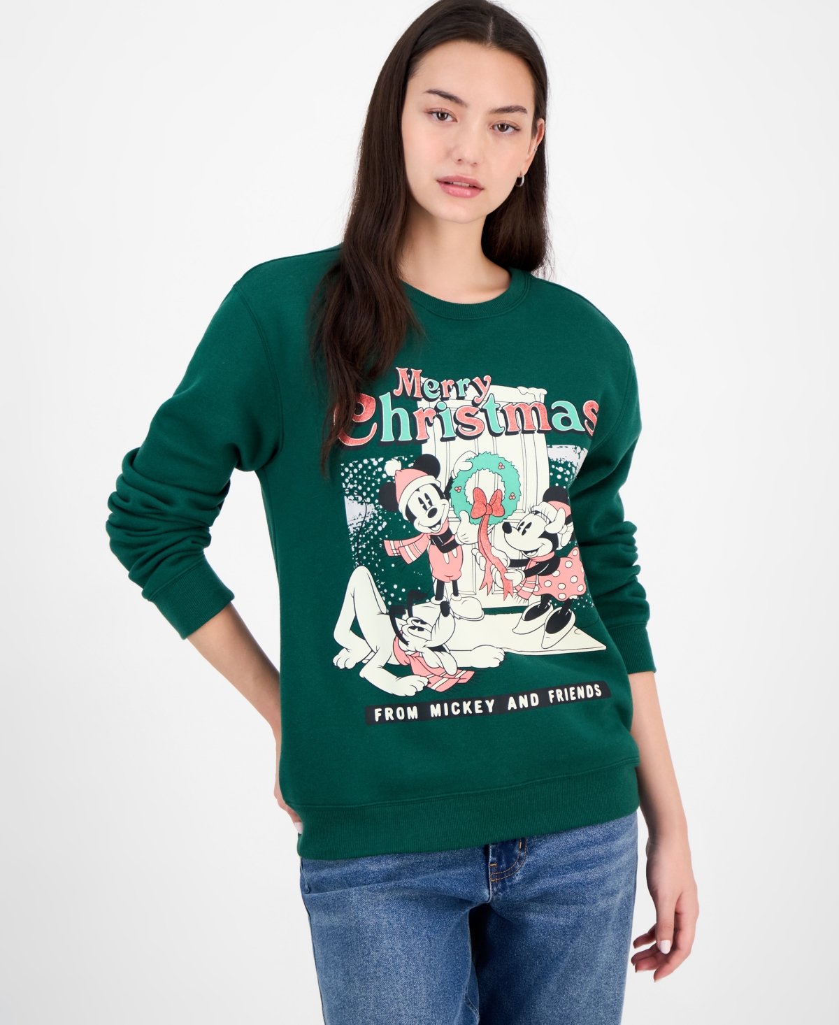 Disney Juniors' Mickey & Minnie Holiday Graphic Sweatshirt