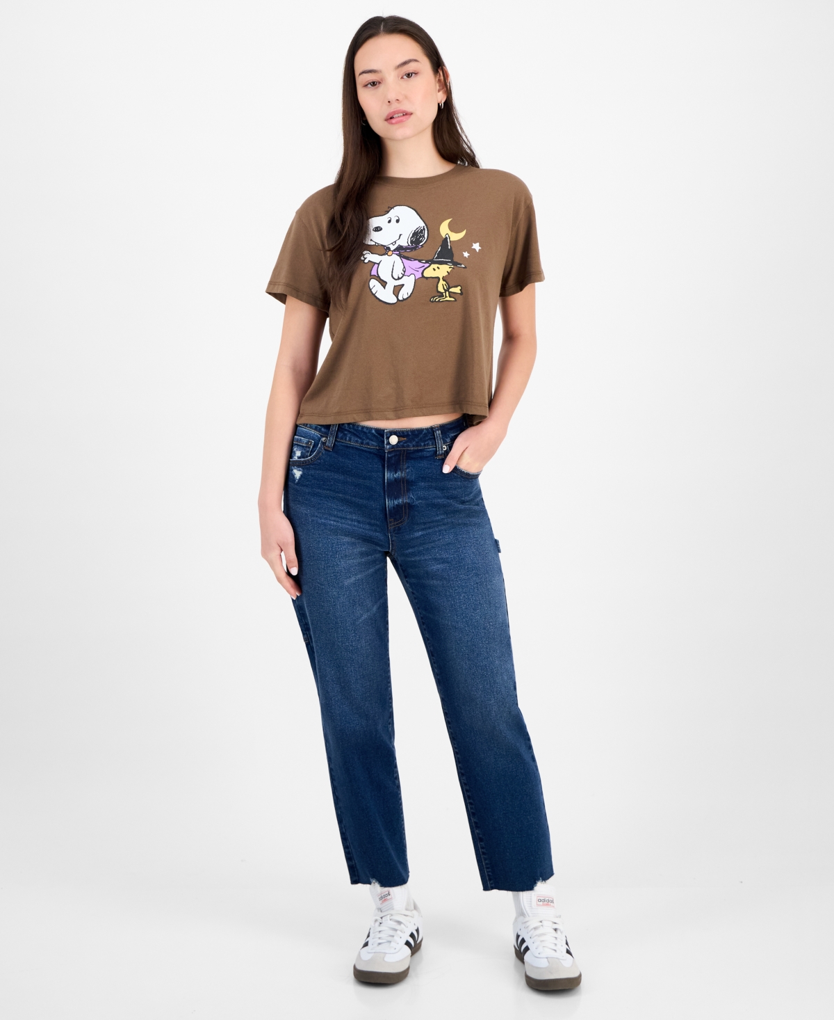 Snoopy Juniors' Halloween Graphic-print Tee In Brown