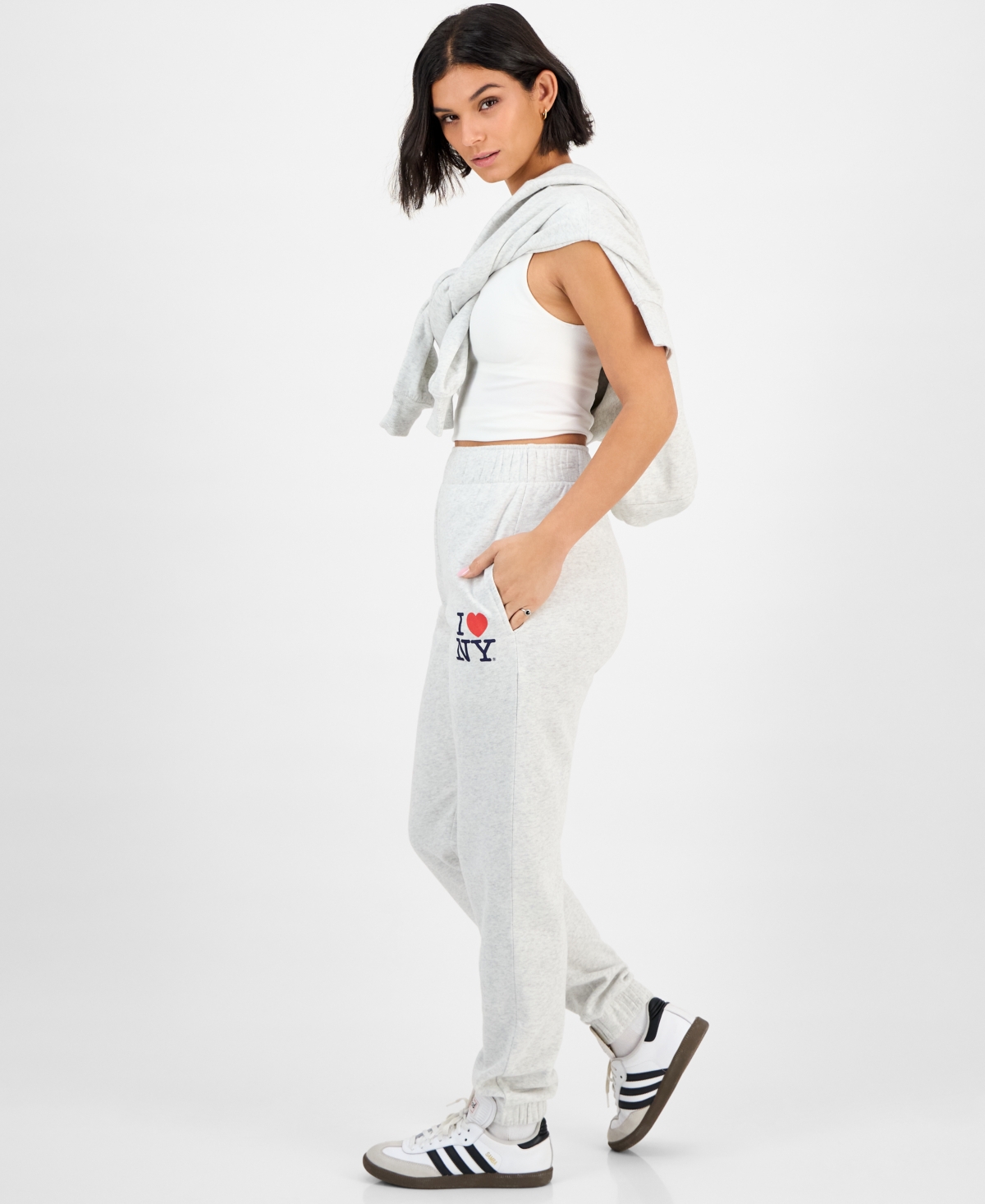 Grayson Threads, The Label Juniors' I Love Ny Fleece Joggers In White