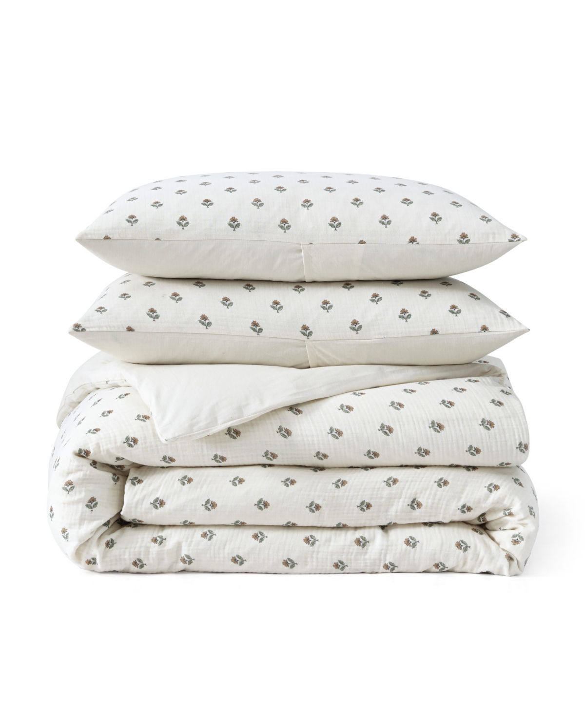 Peri Home Block Print Gauze Cotton 3-Pc. Duvet Cover Set