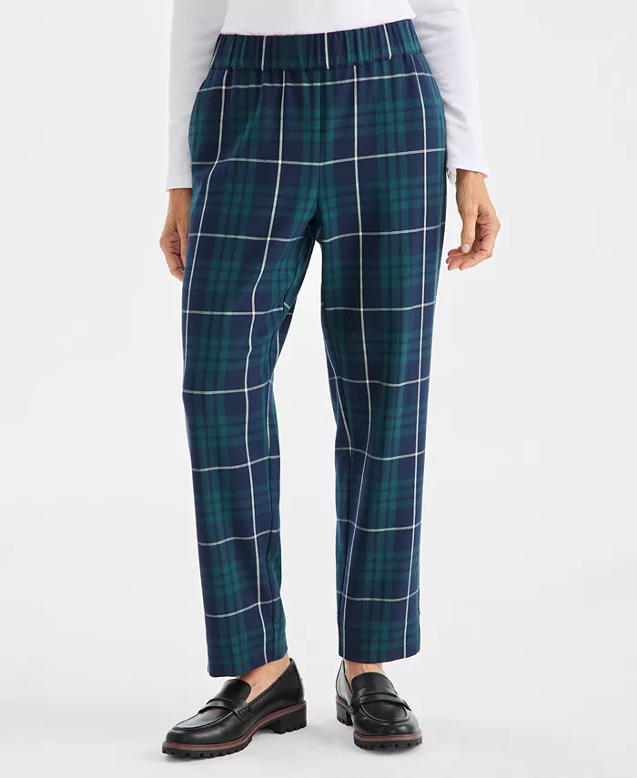 Women's Plaid Pull-On Ankle Pants