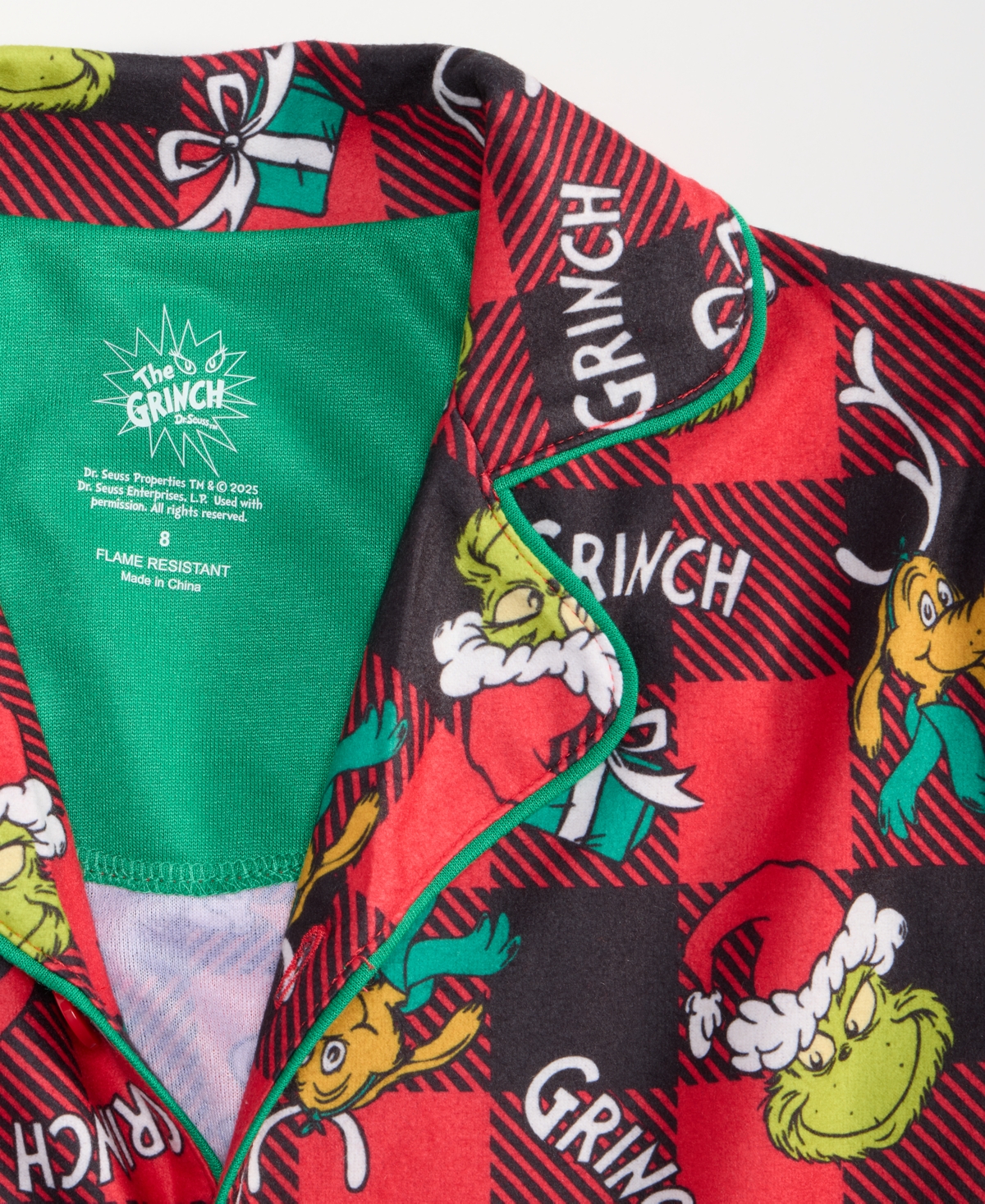 Grinch Boys 4-10 Printed Coat Pajama Set