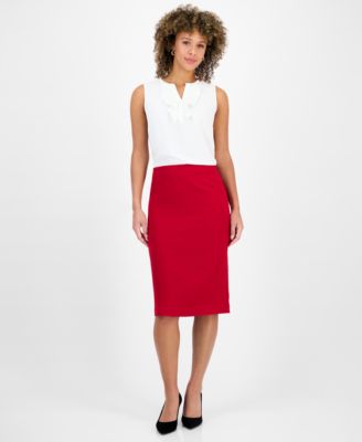 Women's Below-the-Knee Stretch Pencil Skirt, Regular & Petite Sizes