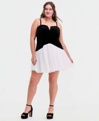 SENI & CADE - Trendy Plus Size Sleeveless Velvet Drop Waist Dress