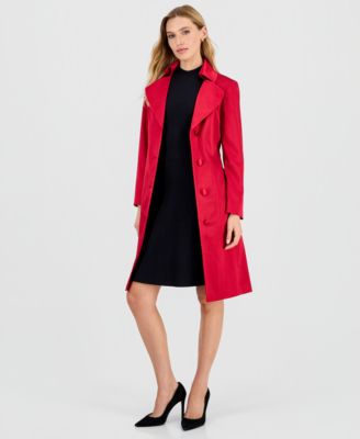 Satin Button Front Trench Coat, Regular & Petites