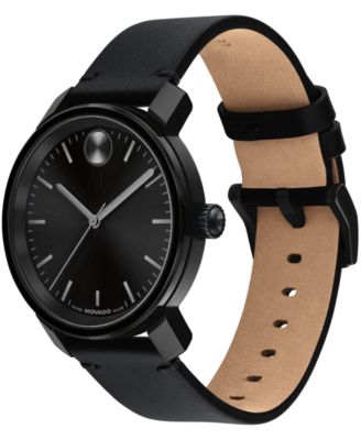 Men's Bold Access Swiss Quartz Black Leather Watch, 41mm