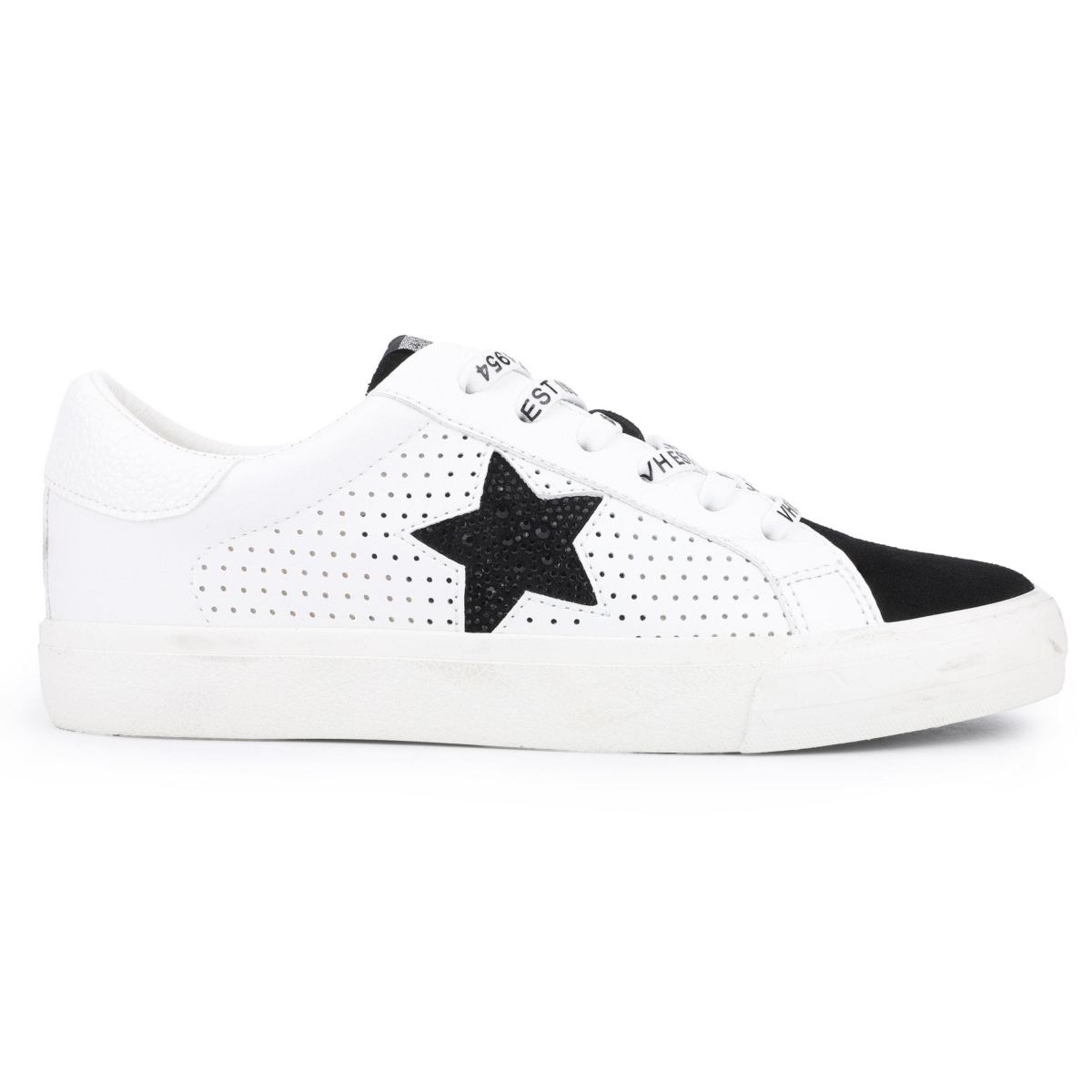 Grande - White Black Rhinestones Women's's Sneaker by