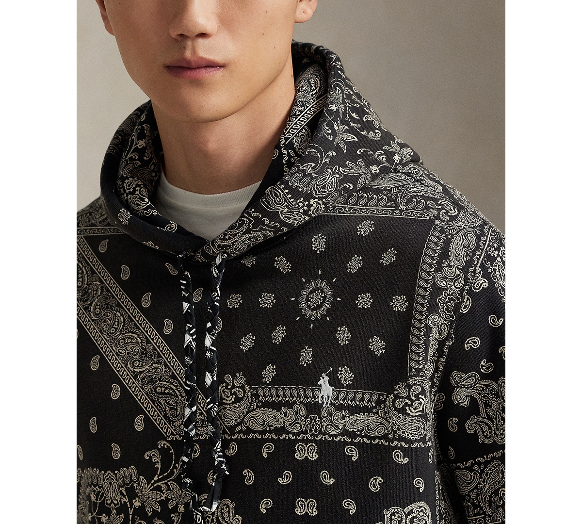 Polo Ralph Lauren Ralph Lauren Bandanna-print Fleece Hoodie In Black