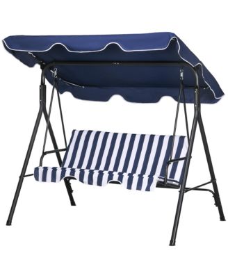 67 Inch 3-Seat Patio Swing Chair with Adjustable Canopy and Cushions