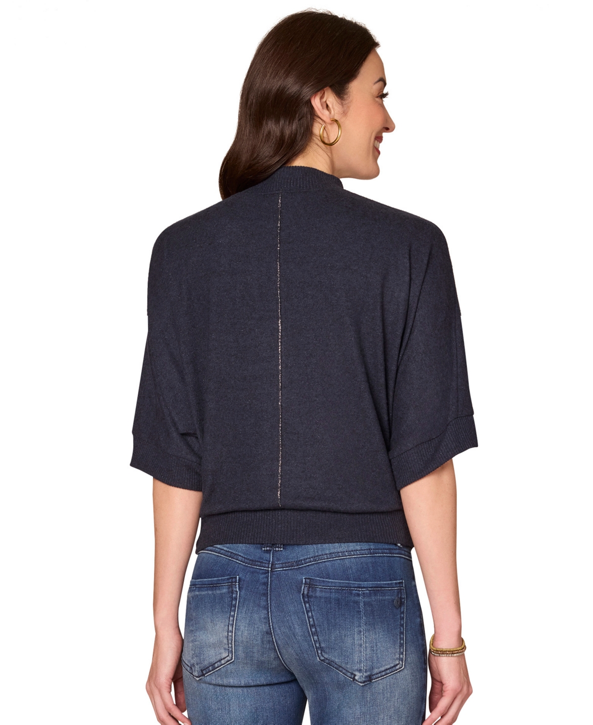 Democracy Women's Dolman Sleeve Mock Neck Top In Black