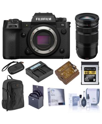 X-H2S Mirrorless Camera with XF 18-120mm f/4 LM PZ WR Lens, Black, Bundle with 512GB CFexpress 4.0 Memory Card, 2x Extra Battery, Dual Smart