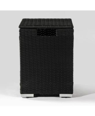 32 Inch Rectangular Wicker Fire Pit Table with 50000 BTU Burner and Ceramic Top