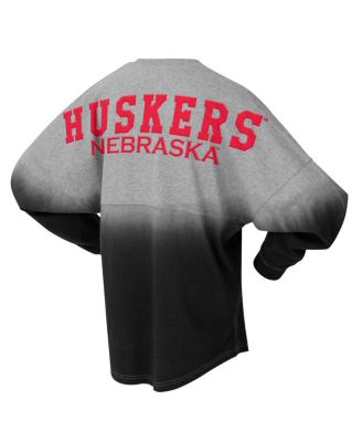 Men's and Women's Black/Gray Nebraska Huskers Ombre Long Sleeve T-Shirt