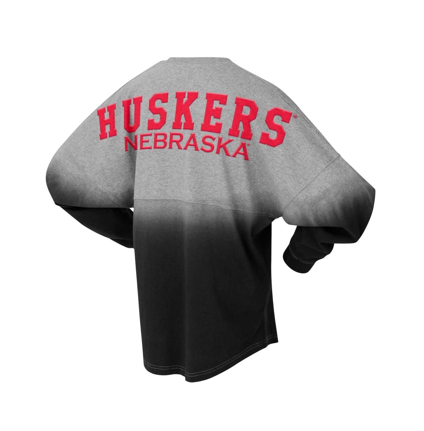 Футболка Spirit Jersey Black/Gray Nebraska Huskers Ombre Long Sleeve — фото 2