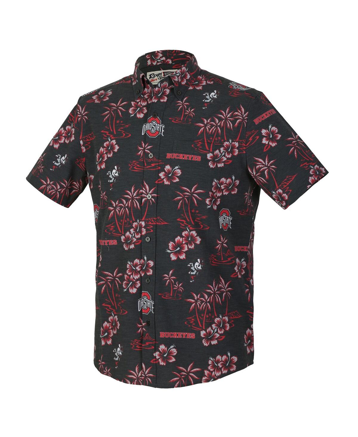 Reyn Spooner Men's Black Ohio State Buckeyes Kekai Classic Tri-blend Button-down Shirt In Black