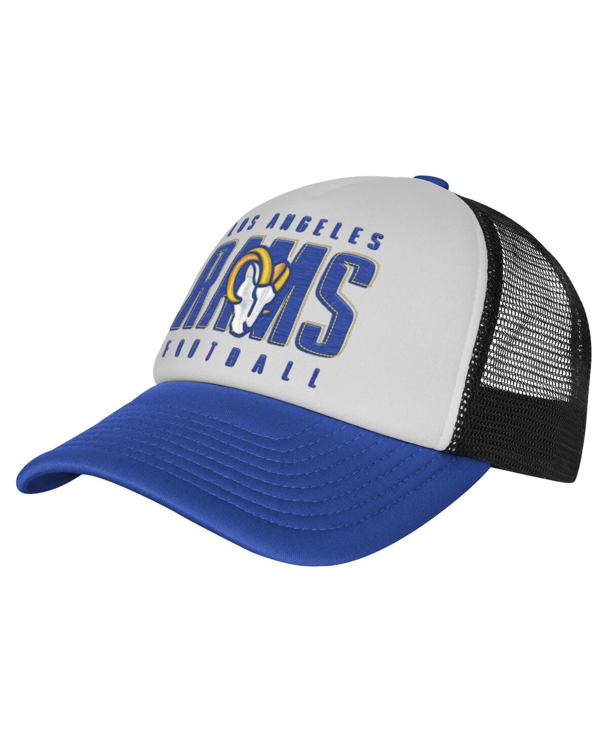 Outerstuff Big Boys And Girls White/royal Los Angeles Rams Essentials Trucker Adjustable Hat In Multi