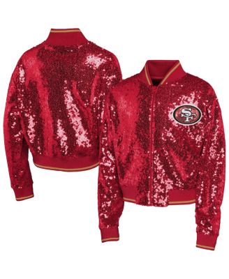 Outerstuff - Big Boys and Girls Scarlet San Francisco 49ers NFL Girls Glam Squad Sequin Jacket