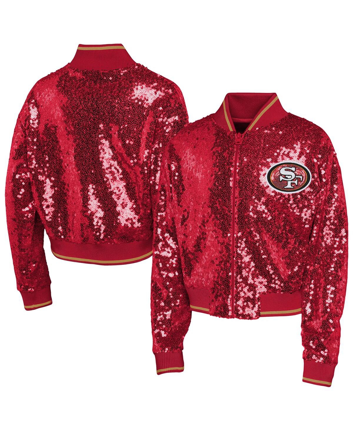 Outerstuff Youth Girl's  Scarlet San Francisco 49ers Glam Squad Sequin Jacket In Red