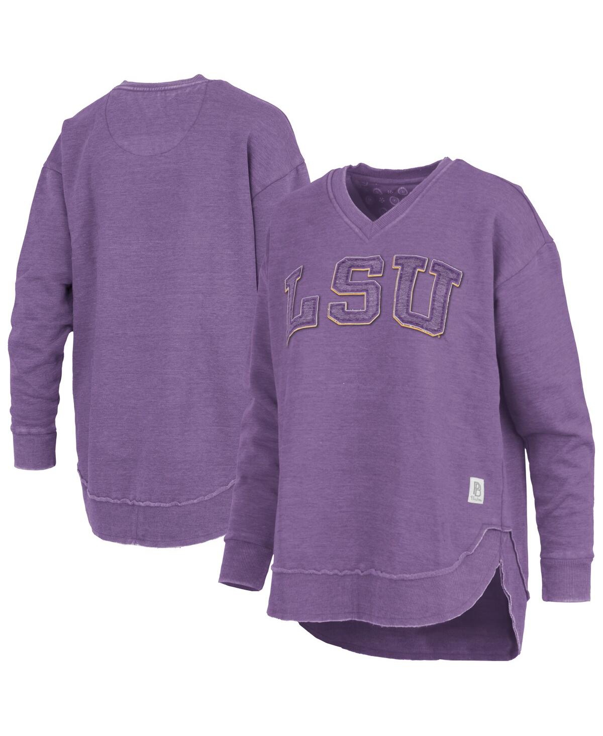 Pressbox Purple Lsu Tigers Westin Poncho V-neck Pullover Sweatshirt In Purple