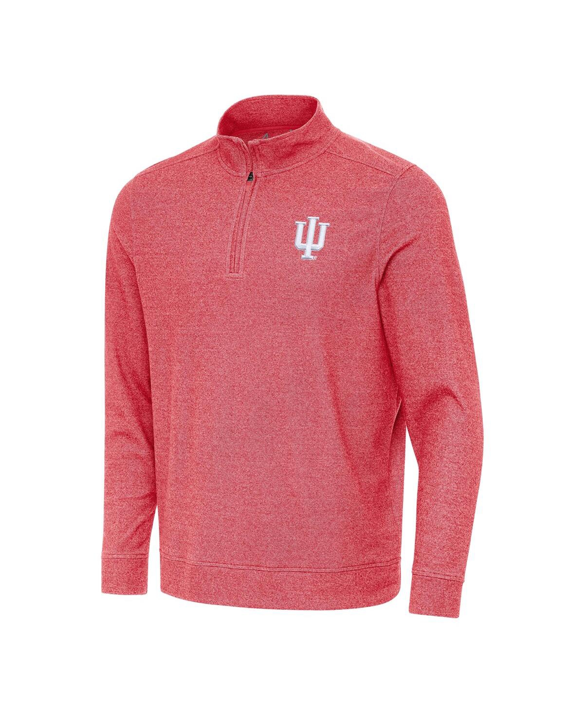 Antigua Men's Heather Crimson Indiana Hoosiers Subtle Quarter-Zip Hoodie