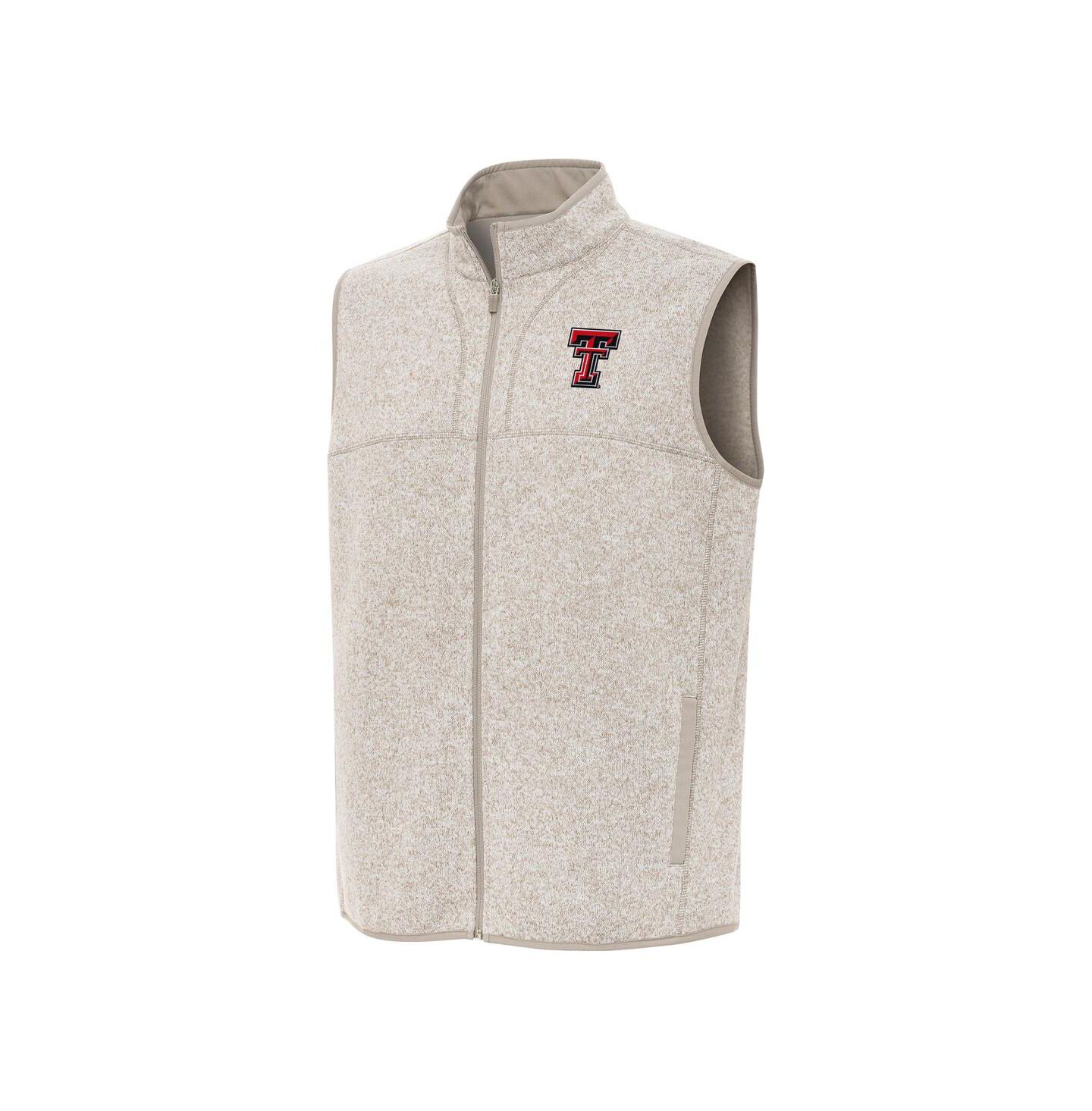 Мужской жилет Antigua Oatmeal Texas Tech Red Raiders Fortune Full-Zip — фото 1
