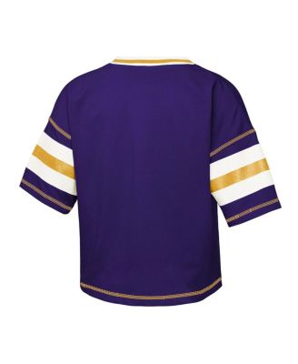 Big Girls Purple LSU Tigers Gridiron Jersey V-Neck T-Shirt