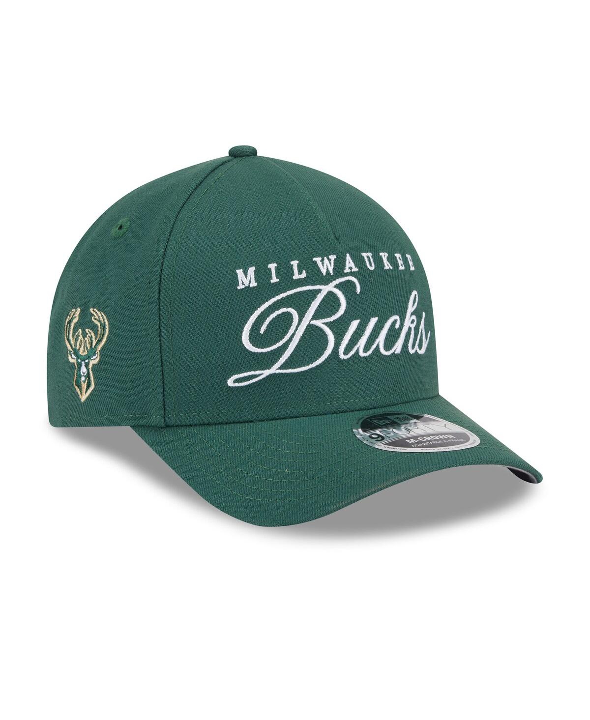 New Era Men's Hunter Green Milwaukee Bucks 2025 Nba Draft M-crown A-frame 9forty Adjustable Hat In Green