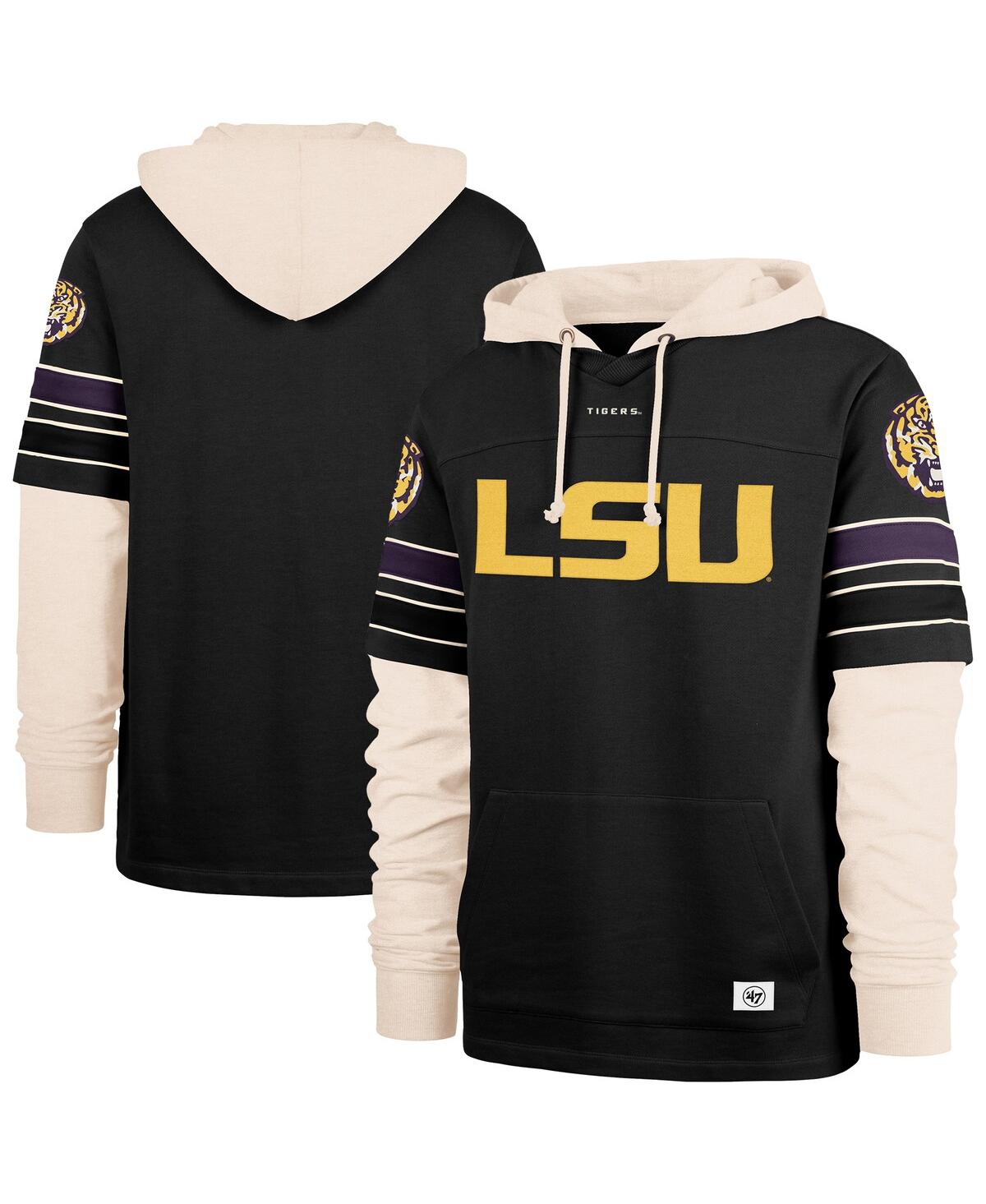 '47 Brand Men's Black Lsu Tigers Split Zone Cornerback Lacer Pullover Hoodie