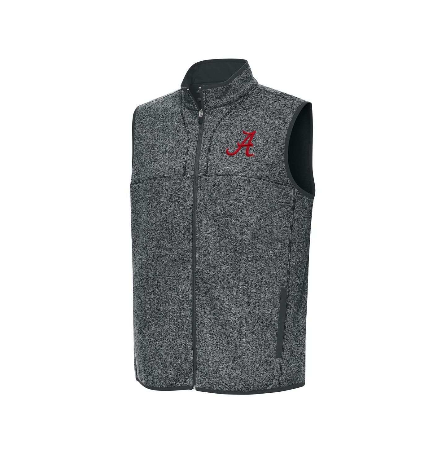 Мужской жилет Antigua Heather Gray Alabama Crimson Tide Fortune Full-Zip Vest — фото 1