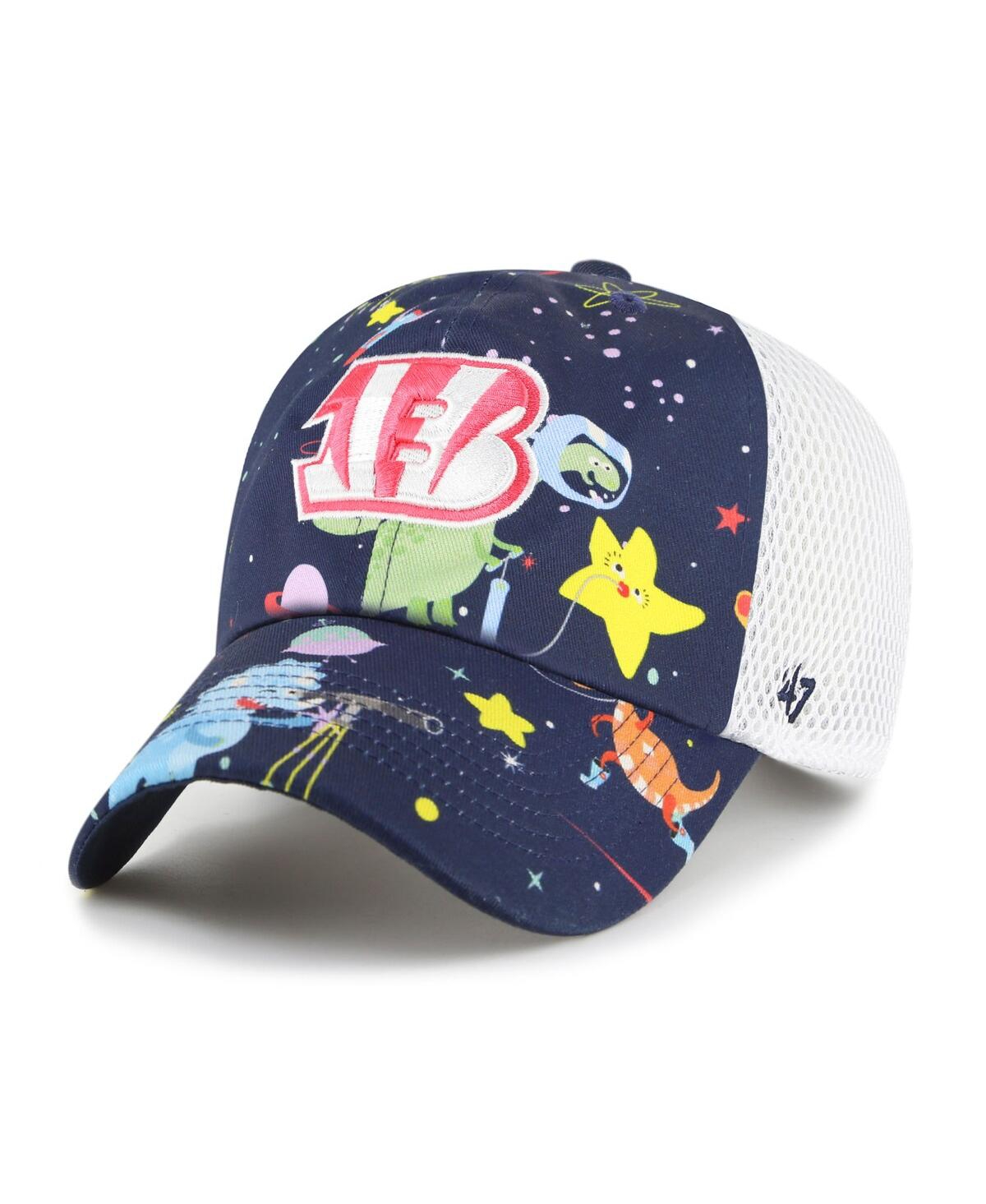 '47 Brand Big Boys and Girls Navy Cincinnati Bengals Space Dino Adjustable Trucker Hat