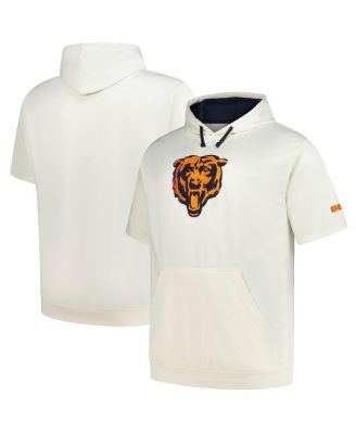 Profile - Men's Oatmeal Chicago Bears Big Tall Chest Print and Logo Short Sleeve Pullover Hoodie