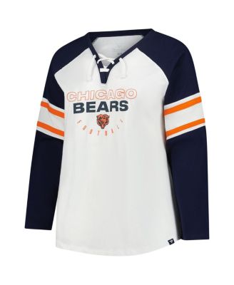 Women's White Chicago Bears Plus Size Redzone Lace Up Long Sleeve T-Shirt