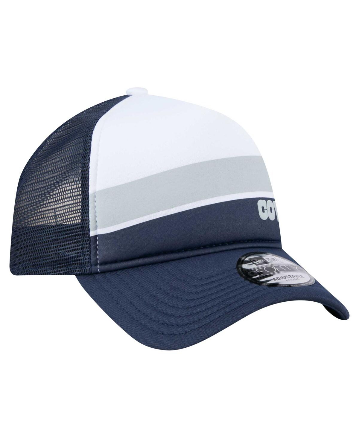 New Era Big Boys And Girls White/navy Dallas Cowboys Sport Night Color Block 9forty A-frame Trucker Adjustab In Blue