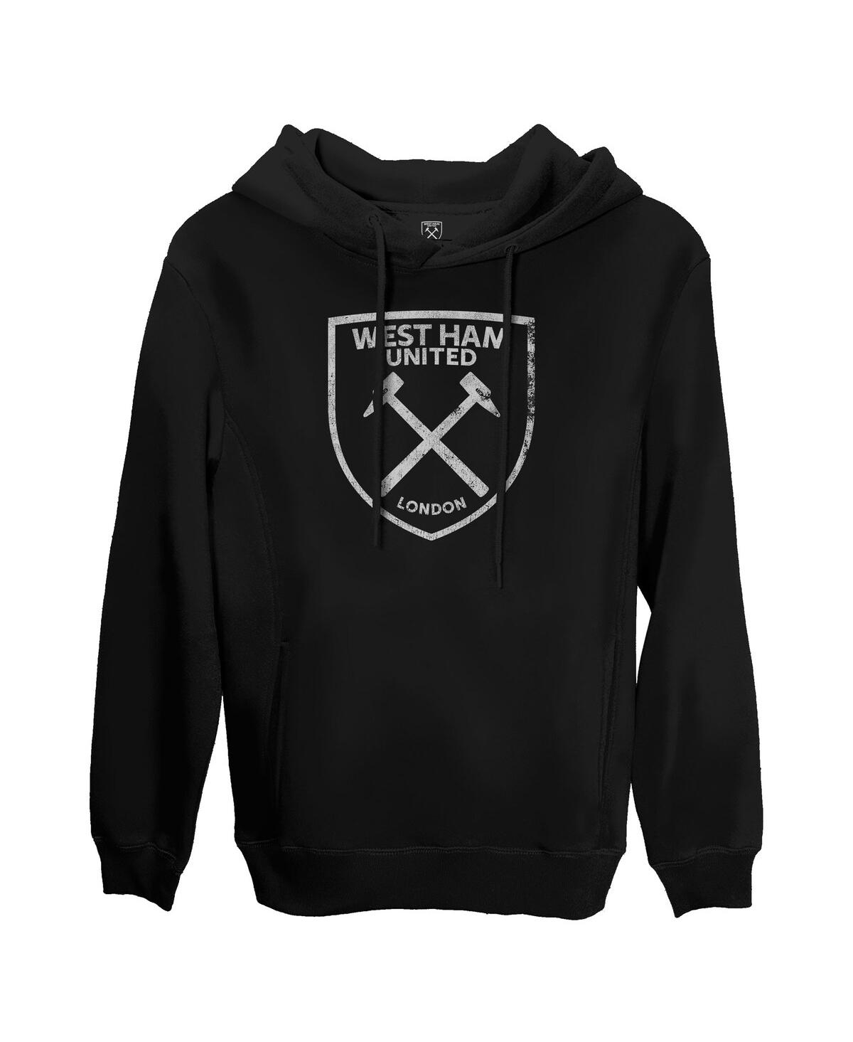 1863fc Men's Black West Ham United Color Badge Fleece Pullover Hoodie In Black