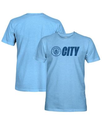 1863FC - Men's Sky Blue Manchester City Mono Badge Lock-Up Retro Tri-Blend T-Shirt