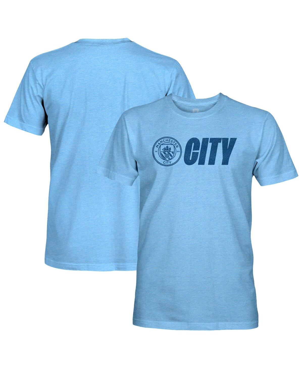 1863FC Men's Sky Blue Manchester City Mono Badge Lock-Up Retro Tri-Blend T-Shirt