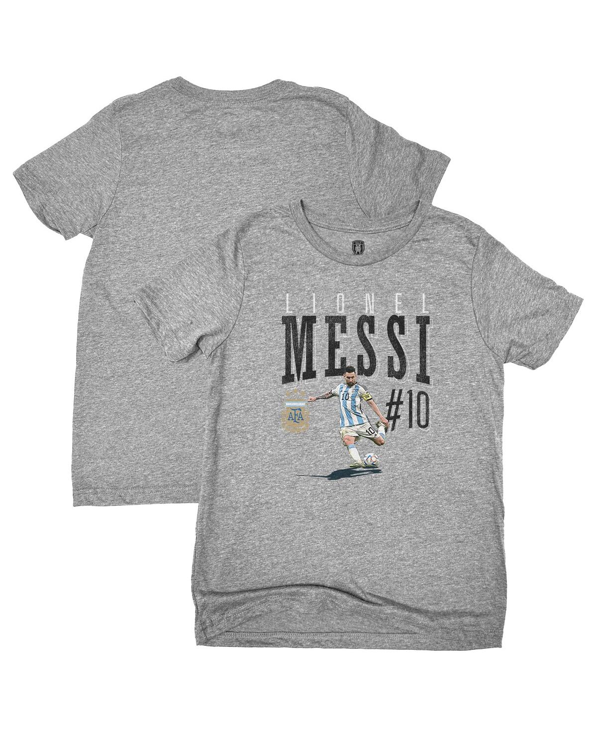 1863FC Big Boys and Girls Lionel Messi Heather Gray Argentina National Team Snapshot T-Shirt