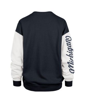 Women's Navy Michigan Wolverines Double Header Rise Andie Pullover Sweatshirt