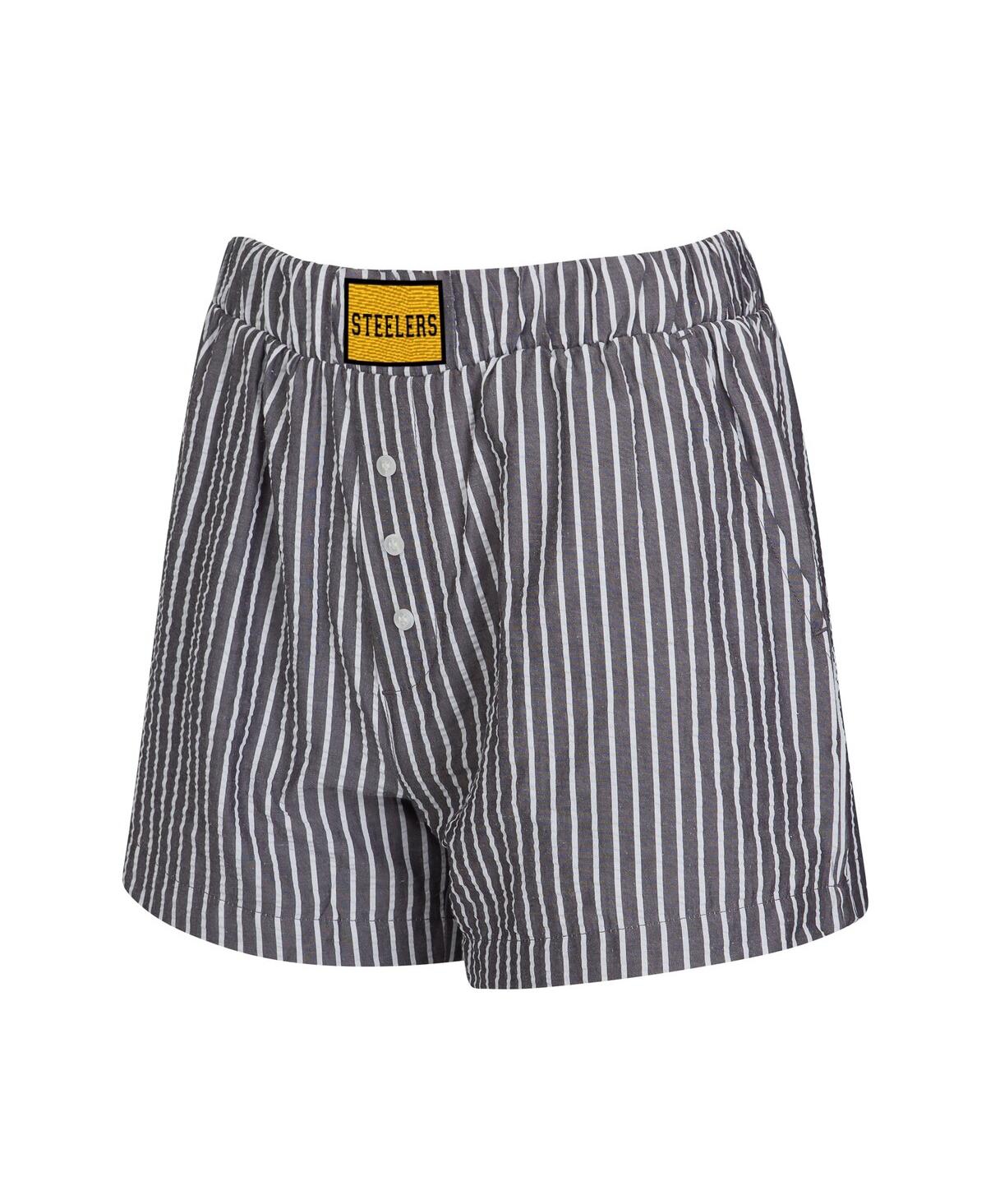 Concepts Sport Charcoal Pittsburgh Steelers Two-pack Stripes And Solids Boxer Shorts Set In Gray