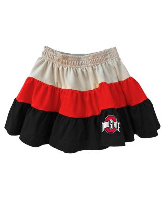 Girls Toddler Tan Ohio State Buckeyes Tri-Blend Sleeveless Full-Zip Hoodie Tiered Skirt Set
